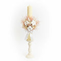 Lumânare eveniment ceară naturală albine flori criogenate 30-40cm – nuntă botez handmade CBCandle România